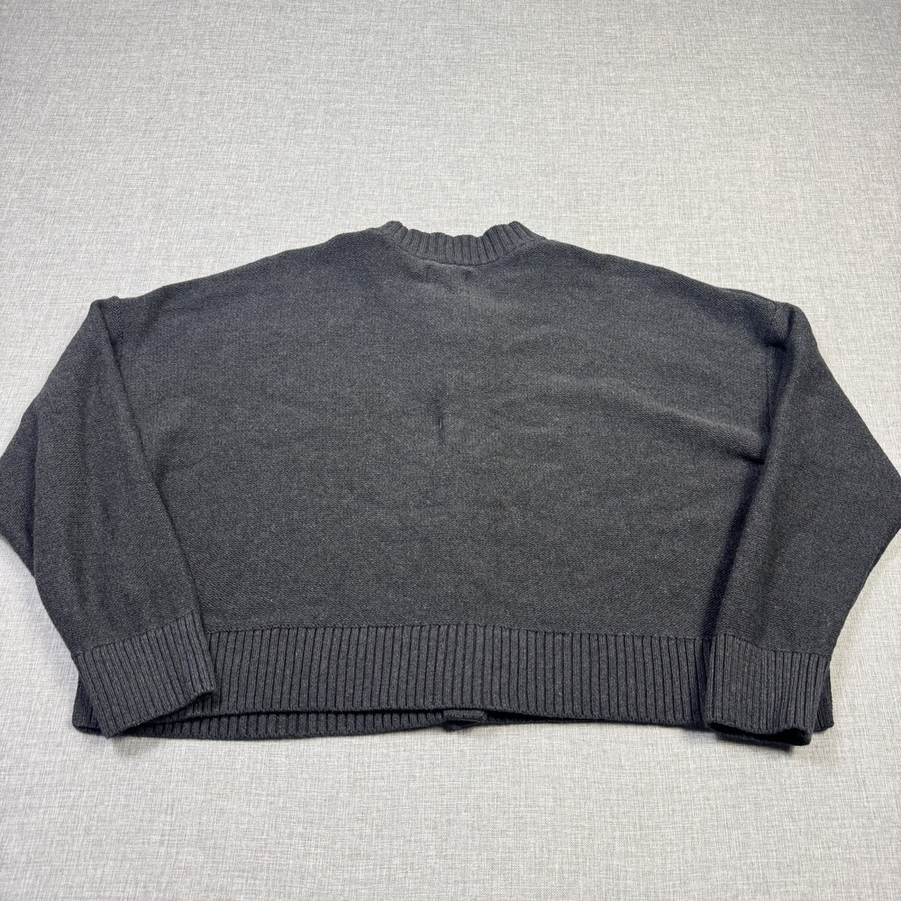 Quince Cardigan Womens Large Gray Crew Neck Button Front 100% Organic Cotton - Picture 9 of 10
